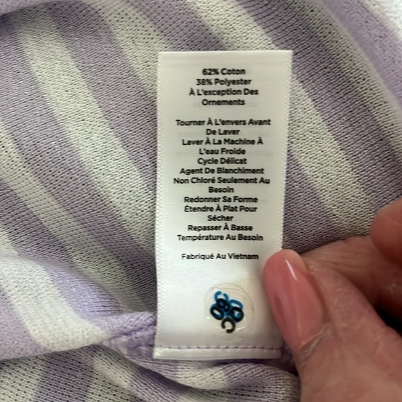 T by Talbots Women Lavender And White Striped Light Sweater Size Medium NWOT - Picture 7 of 7